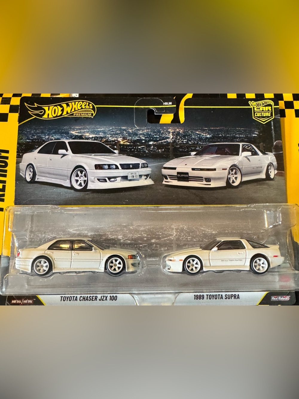 Hot Wheels Premium White 1989 Toyota Supra & Chaser JZX100 Twin Pack